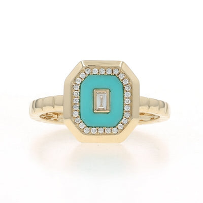 .24ctw Turquoise and Diamond Women's Ring Yellow Gold