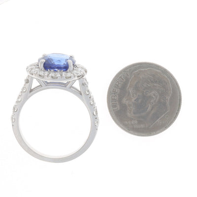 5.54ctw Sapphire and Diamond Ring White Gold
