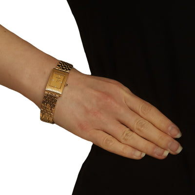 Boucheron Reflet Small Diamond and Synthetic Sapphire Ladies Wristwatch AJ 408601 Yellow Gold Quartz