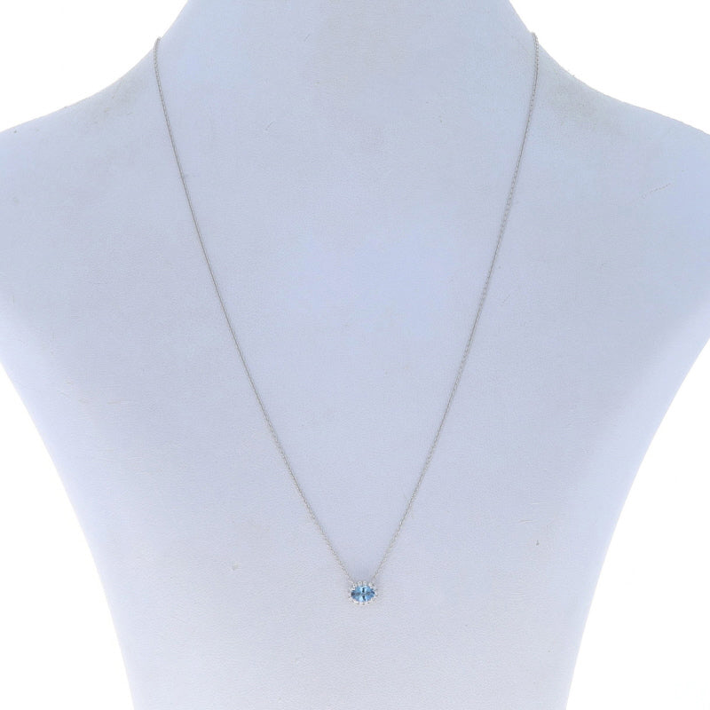 .49ctw Aquamarine and Diamond Pendant Necklace White Gold