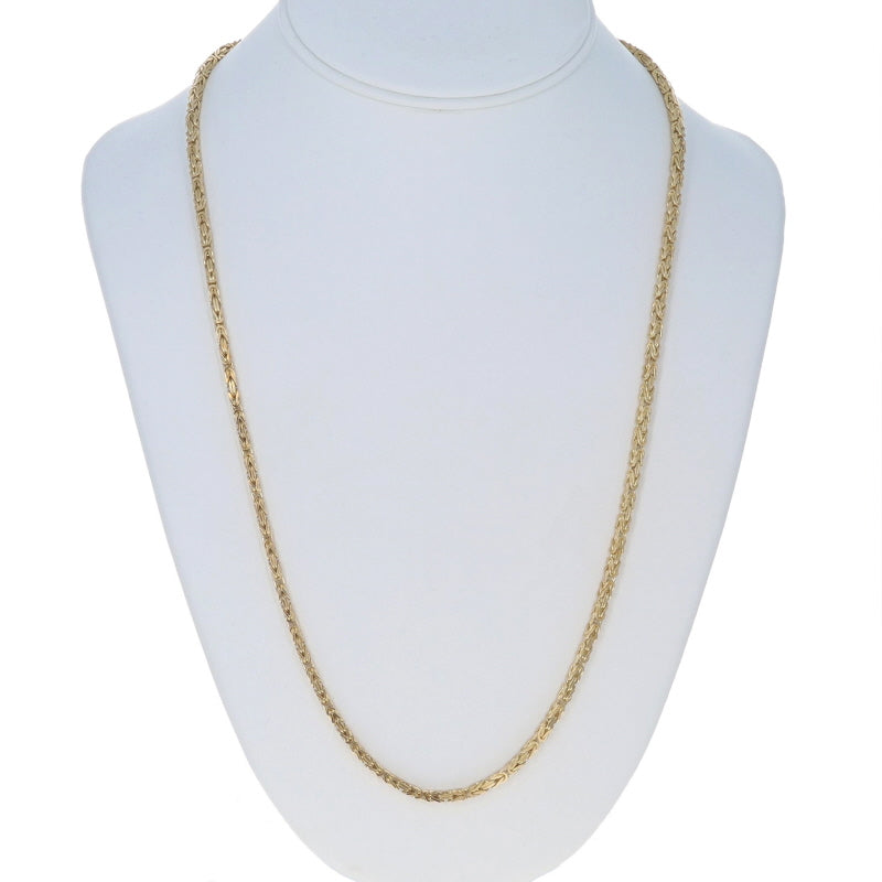 Square Byzantine Chain Necklace Yellow Gold