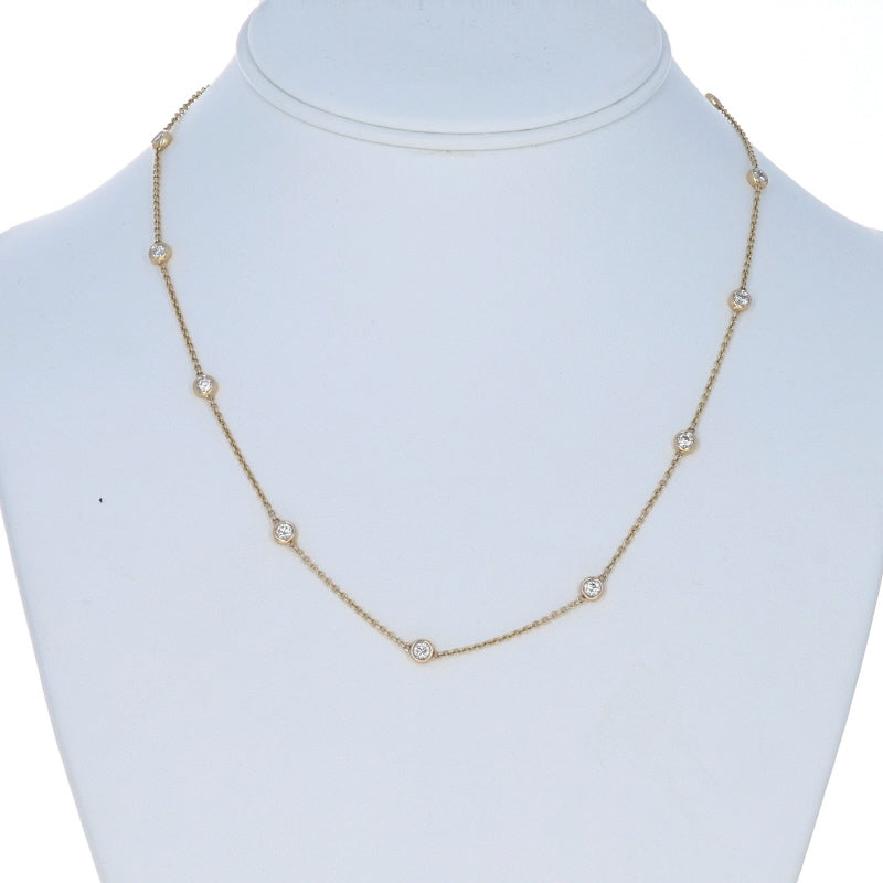 1.00ctw Diamond Diamond Cut Cable Chain Station Necklace Yellow Gold