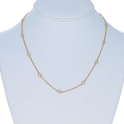 1.00ctw Diamond Diamond Cut Cable Chain Station Necklace Yellow Gold