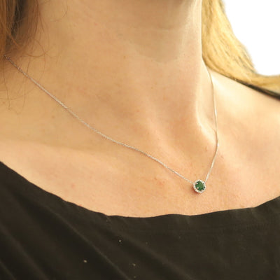 .84ctw Emerald and Diamond Pendant Necklace White Gold