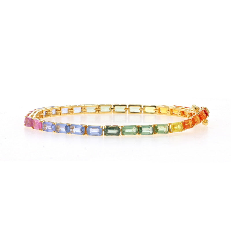 Rainbow 20.10 Carat Round Multi-Color Sapphire Tennis Bracelet – Zackandelle