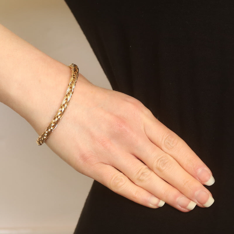 Brevetto Retro Enamel 18 Karat Gold Italian Braided Wheat Bracelet |  Wilson's Estate Jewelry