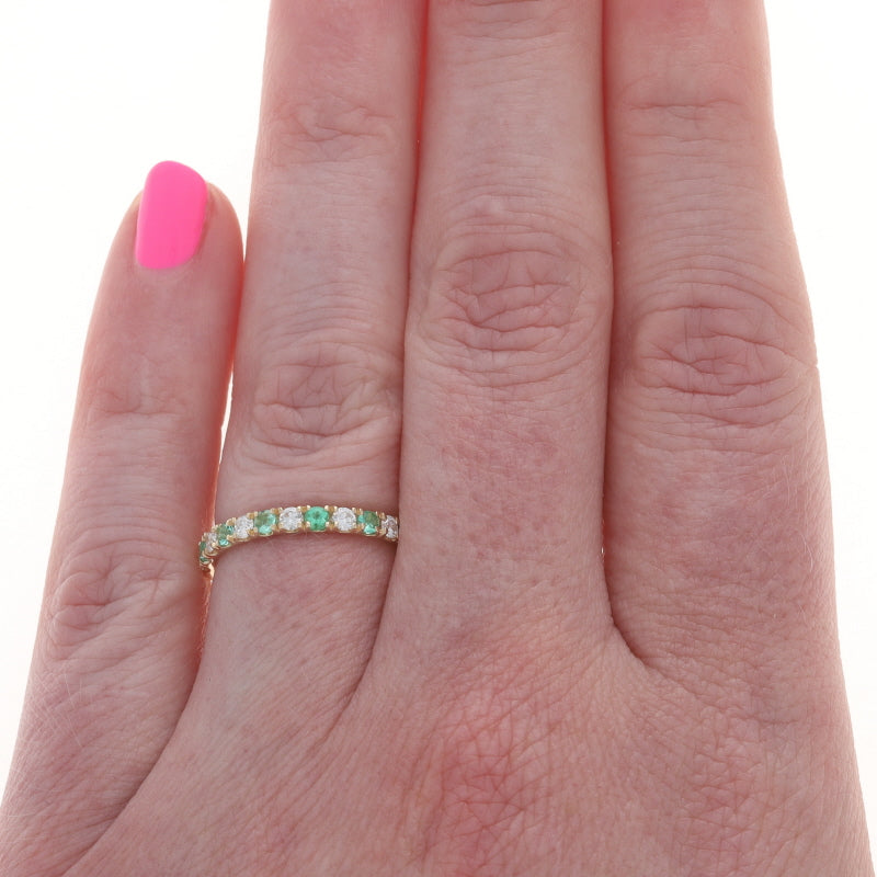 .58ctw Diamond and Emerald Band Yellow Gold