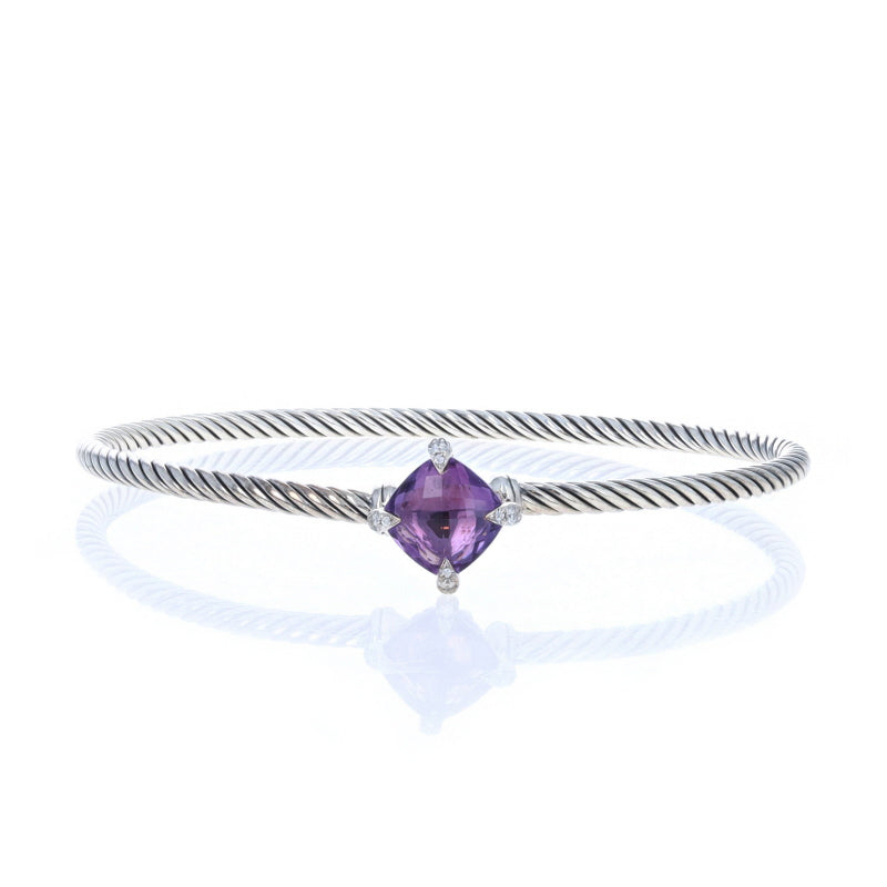 David Yurman Chatelaine Amethyst and Diamond Bracelet Sterling Silver
