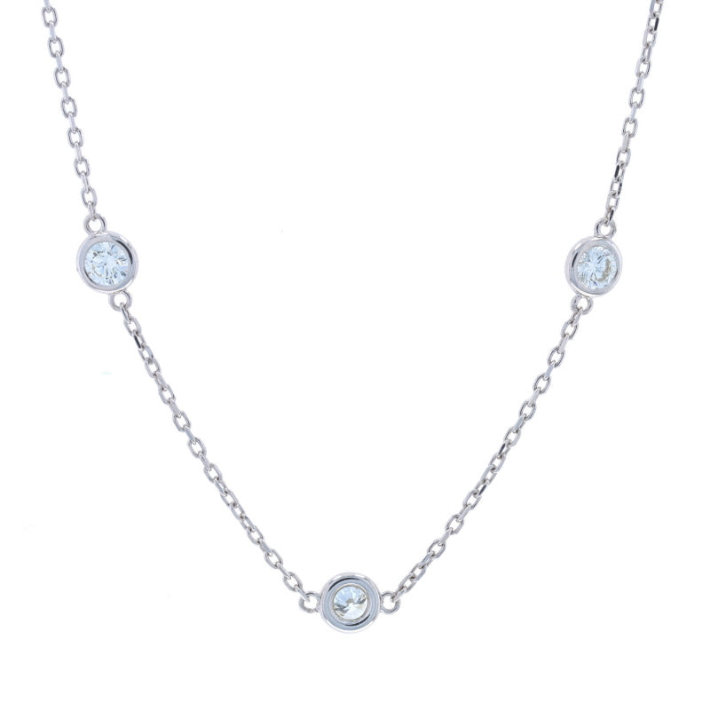 1.94ctw Diamond Diamond Cut Cable Chain Station Necklace White Gold