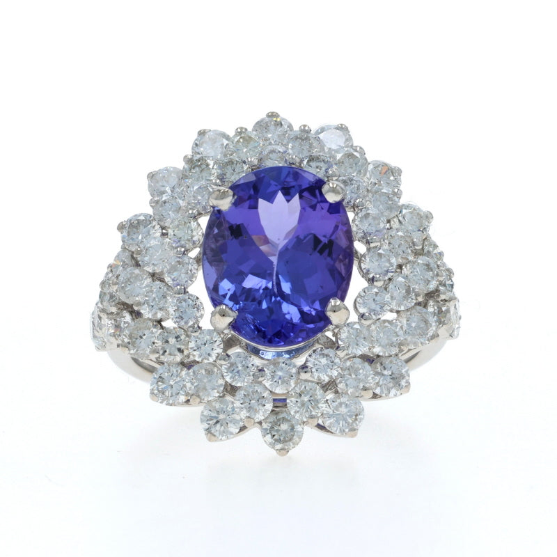 6.13ctw Tanzanite and Diamond Ring White Gold