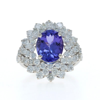 6.13ctw Tanzanite and Diamond Ring White Gold
