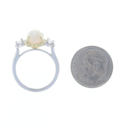 3.13ctw Australian Opal and Diamond Ring White Gold