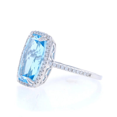 3.73ctw Blue Topaz and Diamond Ring White Gold