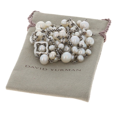 David Yurman Bijoux Quatrefoil Necklace Pearl Station Necklace Sterling Silver