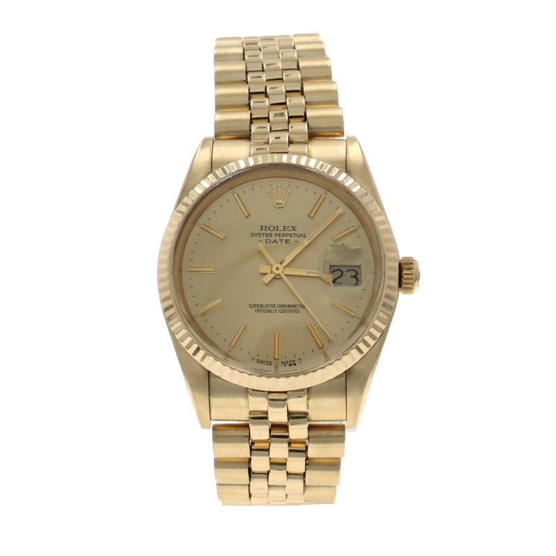 Rolex Oyster Perpetual Date Mens Watch 15037 Yellow Gold Automatic