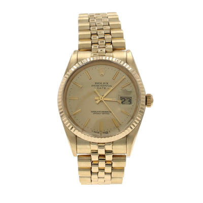 Rolex Oyster Perpetual Date Mens Watch 15037 Yellow Gold Automatic