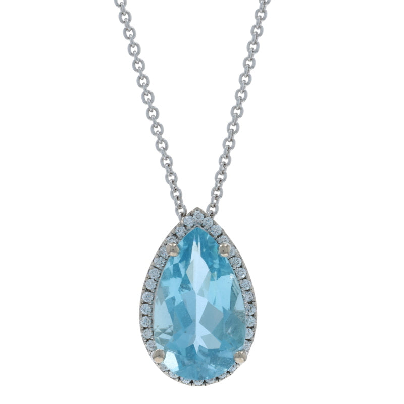 4.61ctw Aquamarine and Diamond Pendant Necklace White Gold