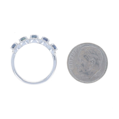 1.50ctw Sapphire and Diamond Band White Gold