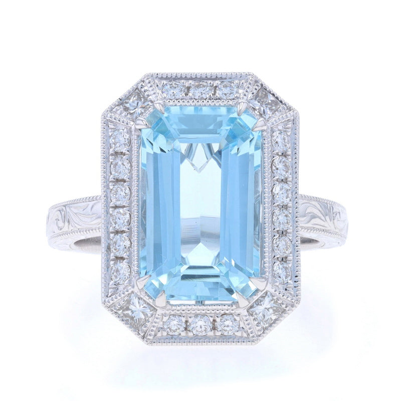 5.27ctw Aquamarine and Diamond Ring White Gold