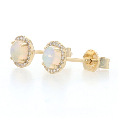 .48ctw Australian Opal and Diamond Earrings Yellow Gold