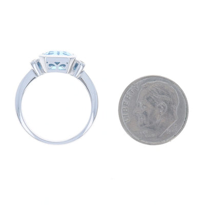 3.30ctw Blue Topaz and Diamond Ring White Gold