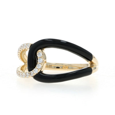 .22ctw Onyx and Diamond Women's Ring Yellow Gold