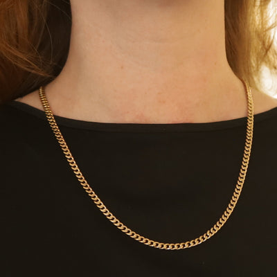 Unisex Curb Chain Necklace Yellow Gold