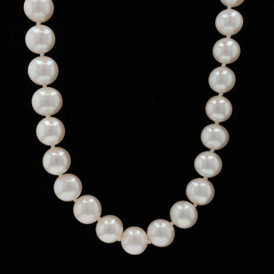 Cultured Freshwater Pearl Knotted Strand Necklace Yellow Gold