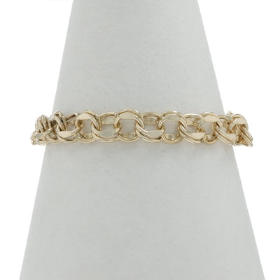 Women's Diamond Cut Double Curb Bracelet Yellow Gold