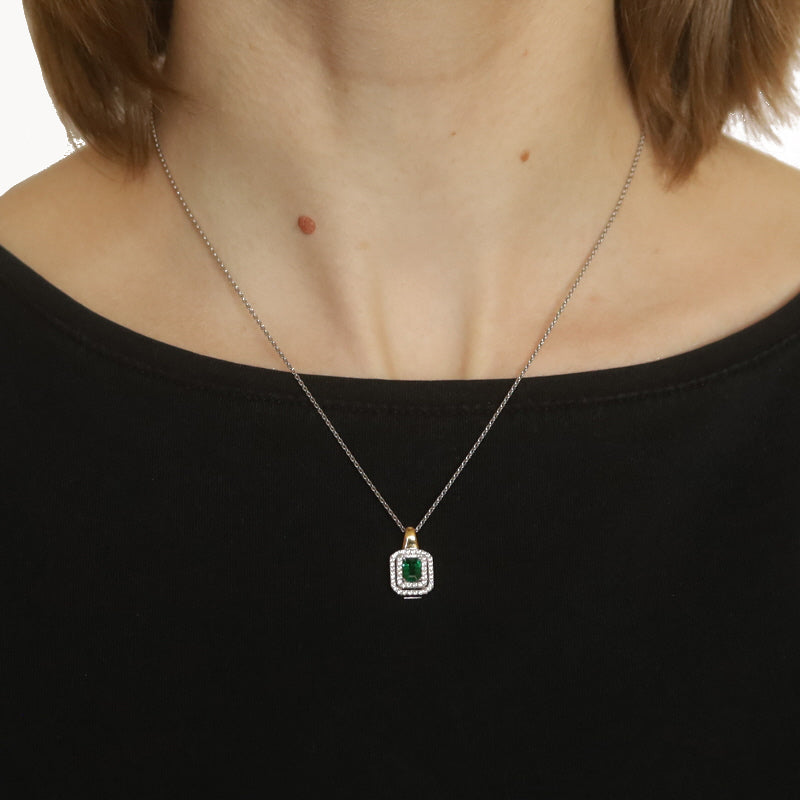 Youth 3mm Round Created Emerald Necklace in 14k White Gold, 14 Inch - The  Black Bow Jewelry Company