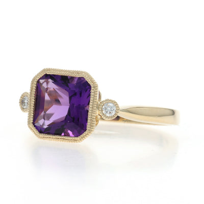 1.95 Amethyst and Diamond Ring Yellow Gold