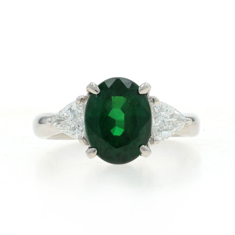 3.96ctw Tsavorite Garnet and Diamond Ring Platinum