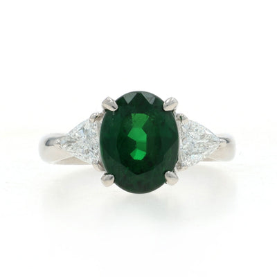 3.96ctw Tsavorite Garnet and Diamond Ring Platinum