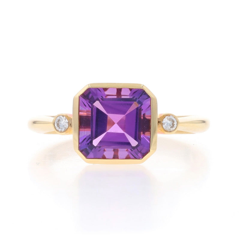 3.30ctw Amethyst and Diamond Ring Yellow Gold
