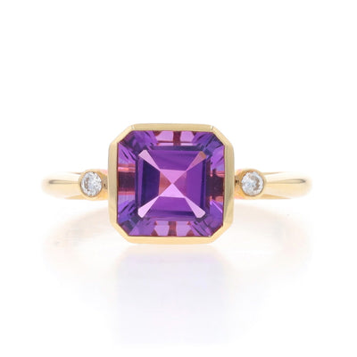3.30ctw Amethyst and Diamond Ring Yellow Gold