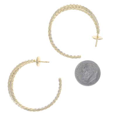 David Yurman Crossover Pave Hoop Earrings 1.75in 3.31ctw Diamond Earrings Yellow Gold