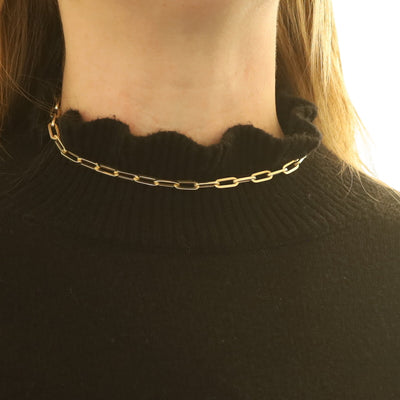 Paperclip Chain Necklace Yellow Gold