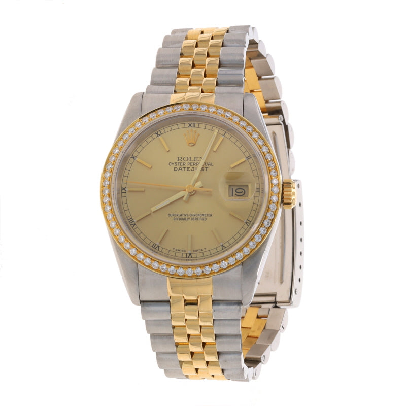 Rolex Oyster Perpetual DateJust 1.20ctw Diamond Men's Wristwatch 16233 Stainless Steel Automatic
