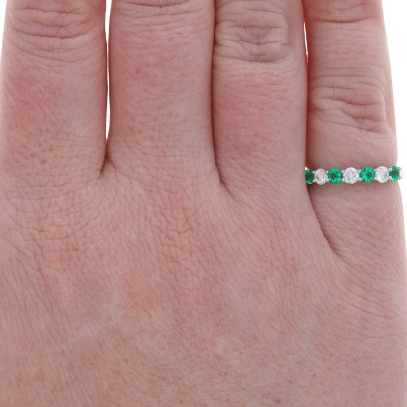 .78ctw Emerald and Diamond Band White Gold