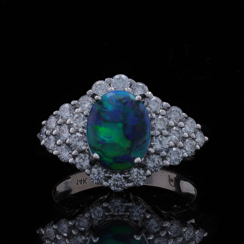 2.55ctw Opal and Diamond Ring White Gold