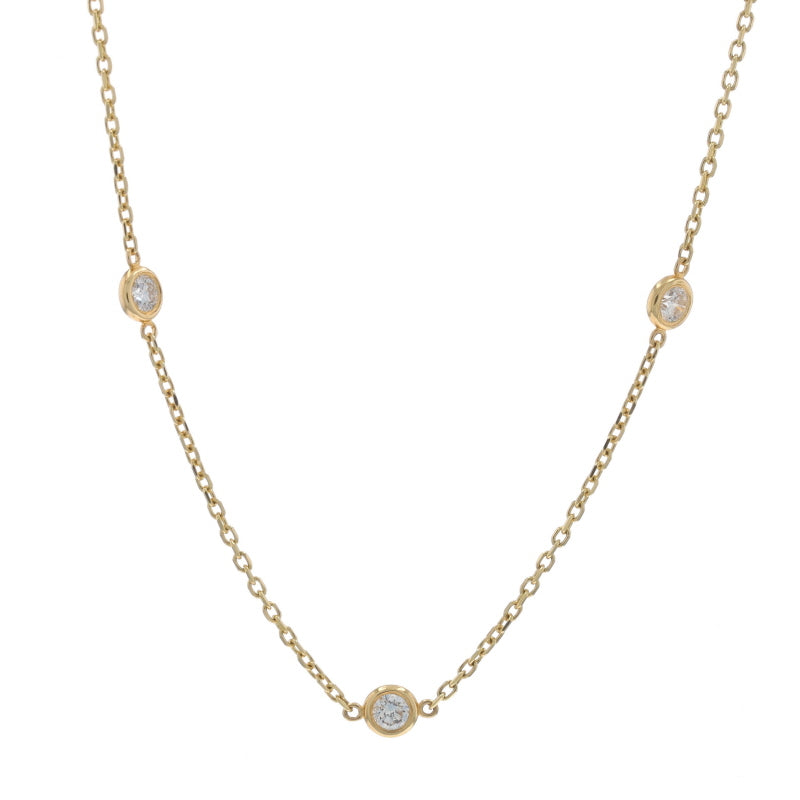 1.04ctw Diamond Diamond Cut Cable Chain Station Necklace Yellow Gold