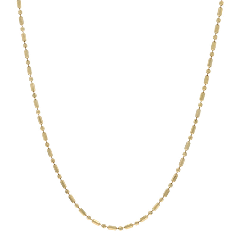 Diamond Cut Fancy Bead Chain Necklace Yellow Gold