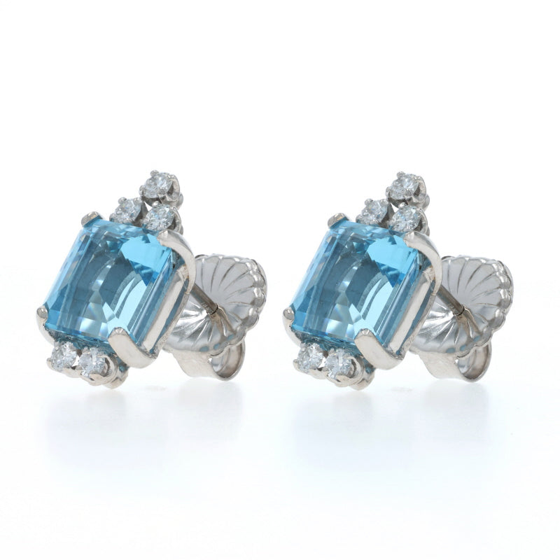 8.65ctw Aquamarine and Diamond Earrings White Gold