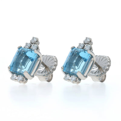 8.65ctw Aquamarine and Diamond Earrings White Gold