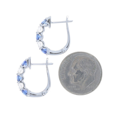 1.41ctw Sapphire and Diamond Earrings White Gold