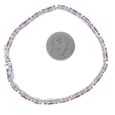 8.07ctw Ruby and Diamond Women's Bracelet White Gold