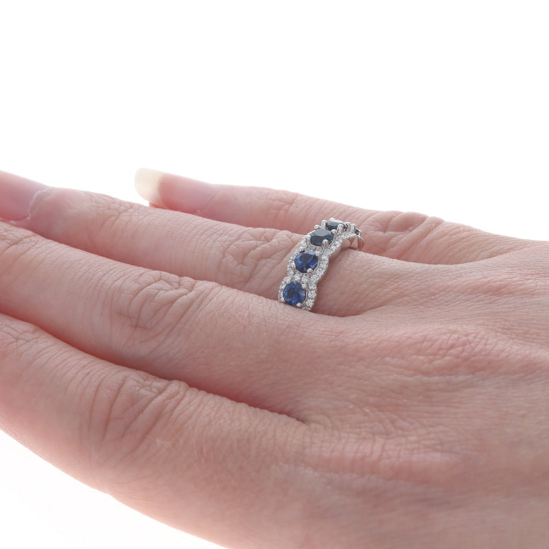 1.50ctw Sapphire and Diamond Band White Gold