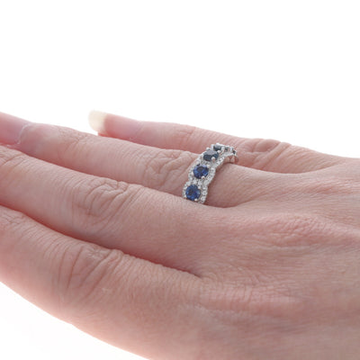 1.50ctw Sapphire and Diamond Band White Gold