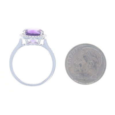 2.59ctw Amethyst and Diamond Ring White Gold