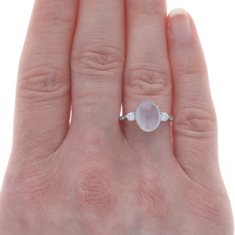 2.63ctw Moonstone and Diamond Ring White Gold